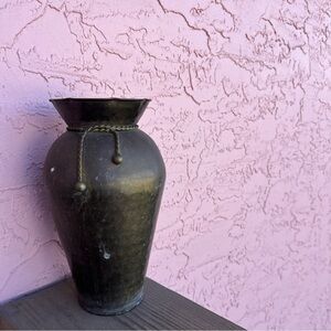 Solid Brass Vase Aged Patina Library India